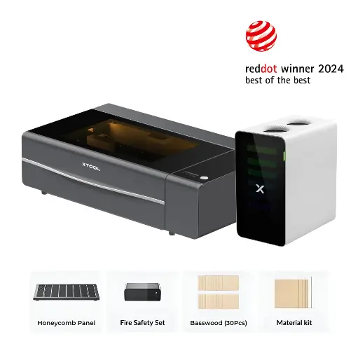 [P1030632-EDU] xTool P2S 55W galda CO₂ lāzera griezējs – izglītības komplekts